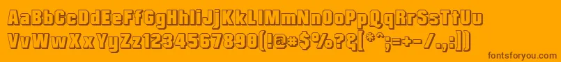 MisterBelvedere3D-fontti – ruskeat fontit oranssilla taustalla