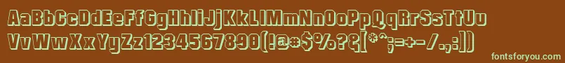 MisterBelvedere3D-fontti – vihreät fontit ruskealla taustalla