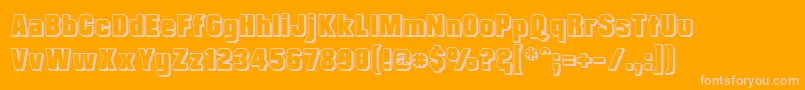 Więcej informacji o czcionce MisterBelvedere3D Czcionka MisterBelvedere3D – różowe czcionki na pomarańczowym tle