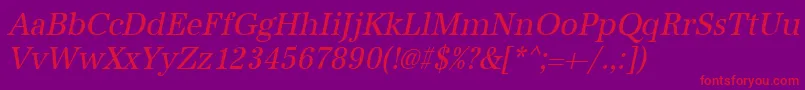 UrwantiquatextnarOblique Font – Red Fonts on Purple Background