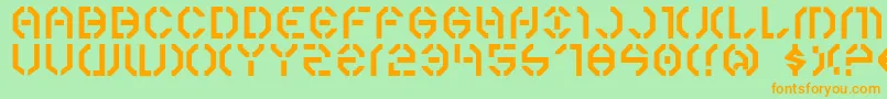 フォントYear3000 – オレンジの文字が緑の背景にあります。