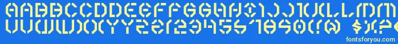 フォントYear3000 – 黄色の文字、青い背景