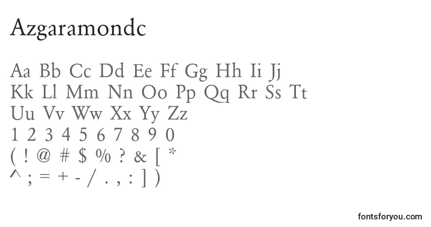 A fonte Azgaramondc – alfabeto, números, caracteres especiais