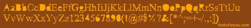 PudmonkeyRegular-Schriftart – Orangefarbene Schriften auf braunem Hintergrund