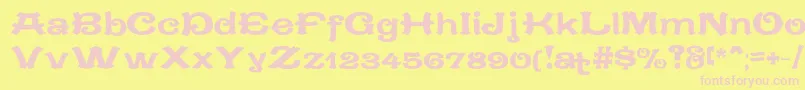CaracteredoubletLimitedVersion-fontti – vaaleanpunaiset fontit keltaisella taustalla