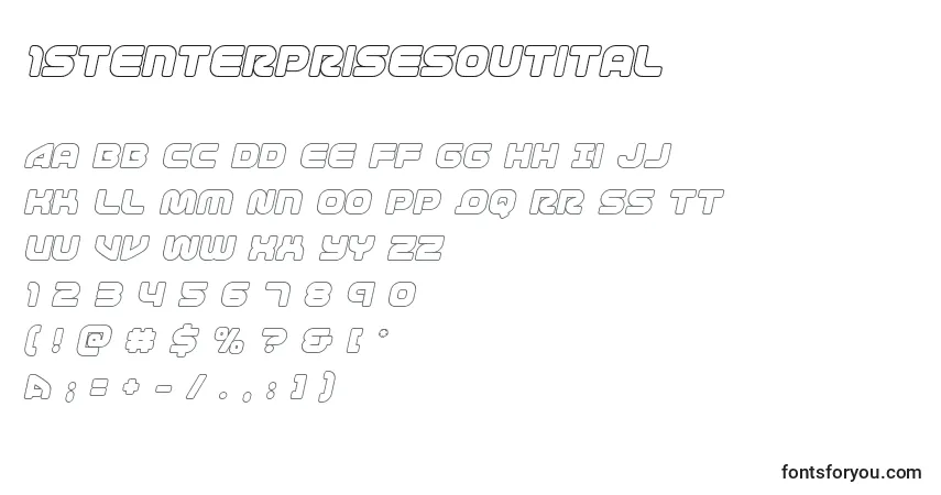 Czcionka 1stenterprisesoutital – alfabet, cyfry, specjalne znaki