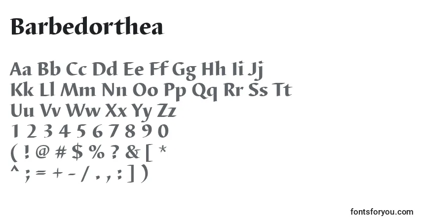 A fonte Barbedorthea – alfabeto, números, caracteres especiais