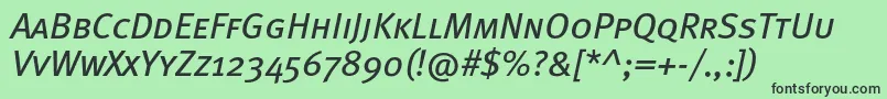 MetabookcapscItalic Font – Black Fonts on Green Background