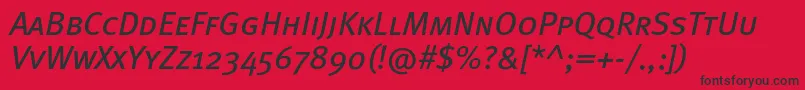 MetabookcapscItalic Font – Black Fonts on Red Background