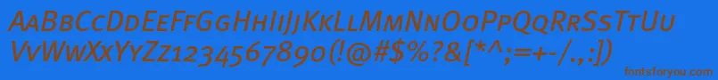 fuente MetabookcapscItalic – Fuentes Marrones Sobre Fondo Azul