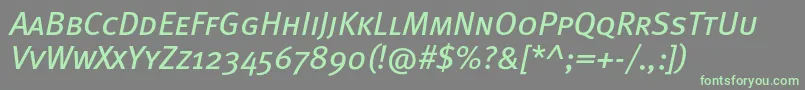 フォントMetabookcapscItalic – 灰色の背景に緑のフォント