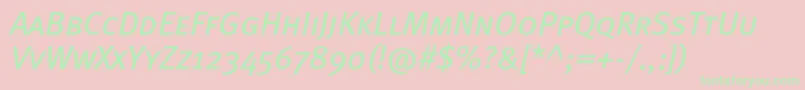 MetabookcapscItalic-Schriftart – Grüne Schriften auf rosa Hintergrund