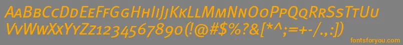 Lisätietoja MetabookcapscItalic-fontista MetabookcapscItalic-fontti – oranssit fontit harmaalla taustalla
