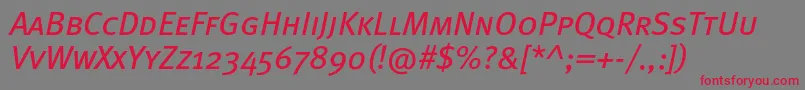 MetabookcapscItalic Font – Red Fonts on Gray Background