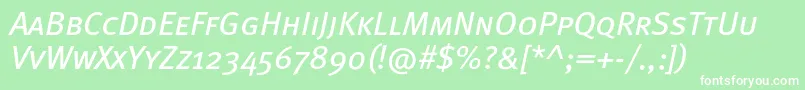 フォントMetabookcapscItalic – 緑の背景に白い文字