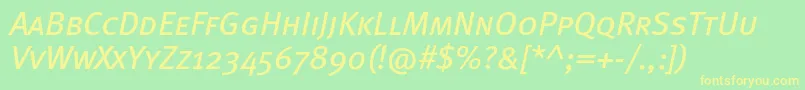 MetabookcapscItalic Font – Yellow Fonts on Green Background
