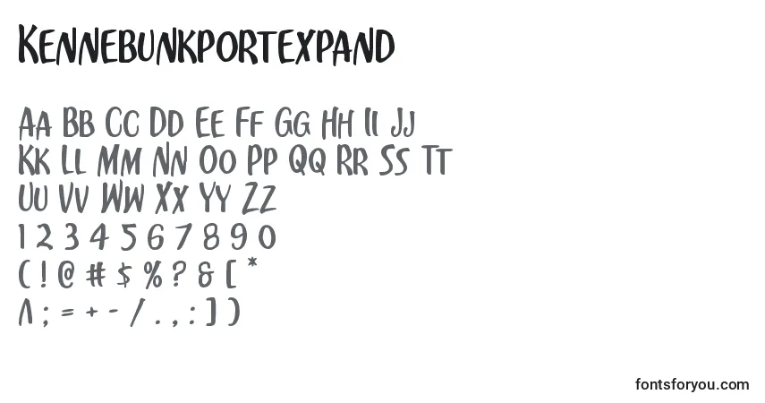 A fonte Kennebunkportexpand – alfabeto, números, caracteres especiais