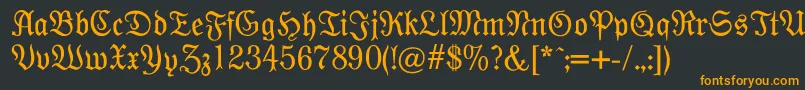 Moderne-fontti – oranssit fontit mustalla taustalla