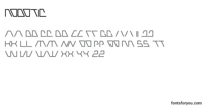 Czcionka Robotic – alfabet, cyfry, specjalne znaki