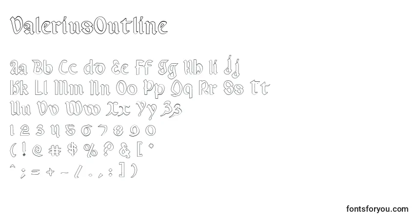 A fonte ValeriusOutline – alfabeto, números, caracteres especiais