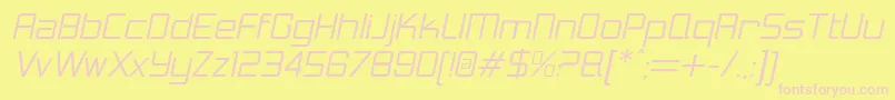 LoganfiveLightitalic-fontti – vaaleanpunaiset fontit keltaisella taustalla