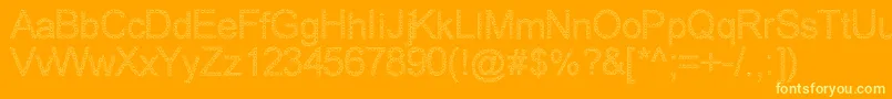 Woveout-Schriftart – Gelbe Schriften auf orangefarbenem Hintergrund