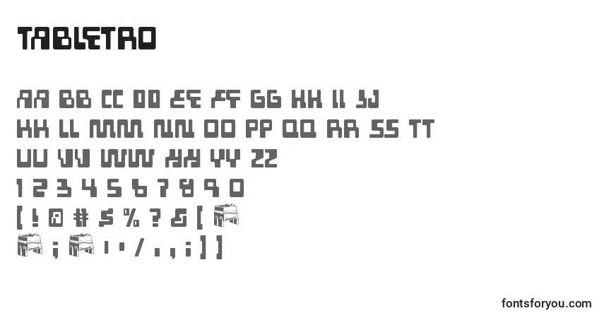 Schriftart Tabletro – Alphabet, Zahlen, spezielle Symbole