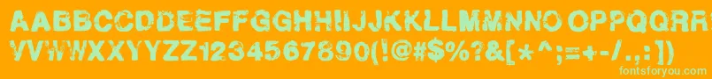 Helveticrap-Schriftart – Grüne Schriften auf orangefarbenem Hintergrund