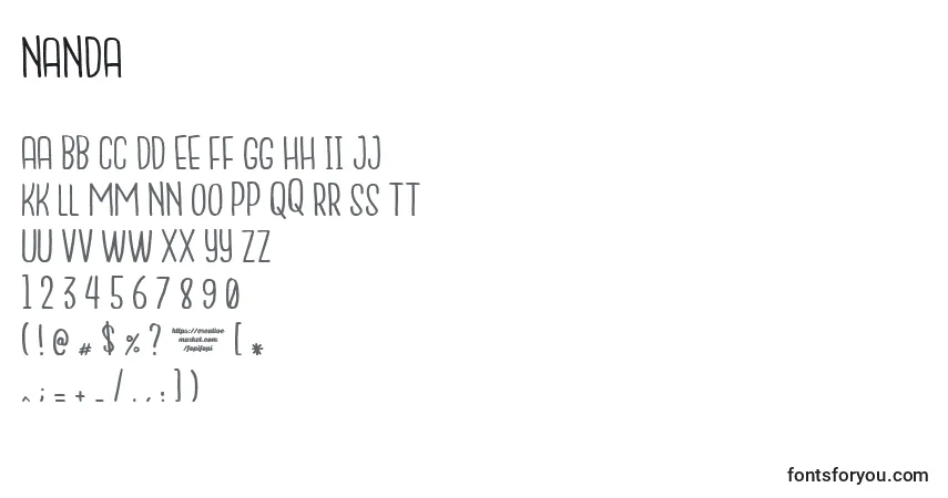 Шрифт Nanda – алфавит, цифры, специальные символы