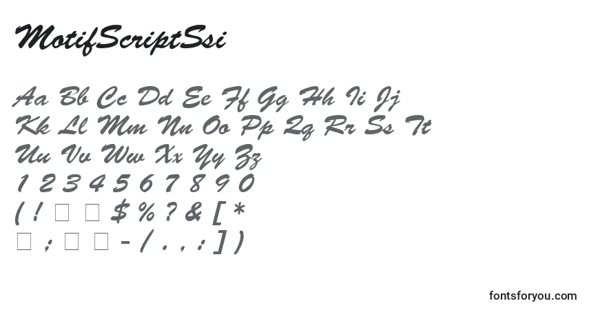 Шрифт MotifScriptSsi – алфавит, цифры, специальные символы