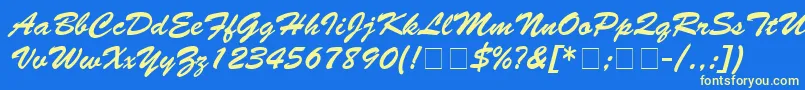 MotifScriptSsi Font – Yellow Fonts on Blue Background