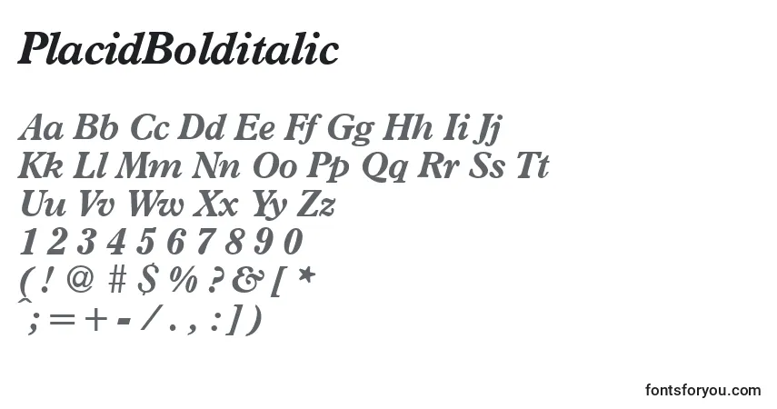 Fuente PlacidBolditalic - alfabeto, números, caracteres especiales