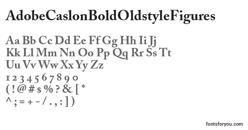 A fonte AdobeCaslonBoldOldstyleFigures – alfabeto, números, caracteres especiais