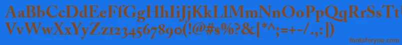 Czcionka AdobeCaslonBoldOldstyleFigures – brązowe czcionki na niebieskim tle