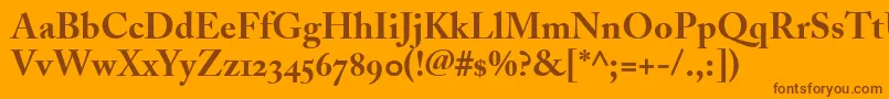 AdobeCaslonBoldOldstyleFigures-Schriftart – Braune Schriften auf orangefarbenem Hintergrund
