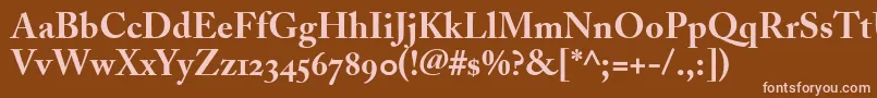 AdobeCaslonBoldOldstyleFigures-fontti – vaaleanpunaiset fontit ruskealla taustalla