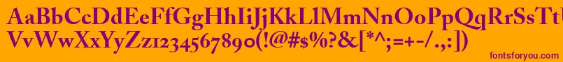 AdobeCaslonBoldOldstyleFigures-Schriftart – Violette Schriften auf orangefarbenem Hintergrund