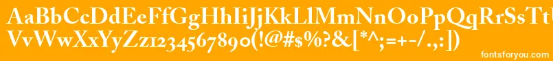 AdobeCaslonBoldOldstyleFigures-fontti – valkoiset fontit oranssilla taustalla