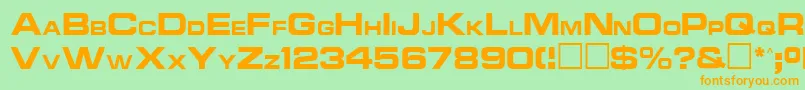 Fonte Ncc1701aRegular – fontes laranjas em um fundo verde