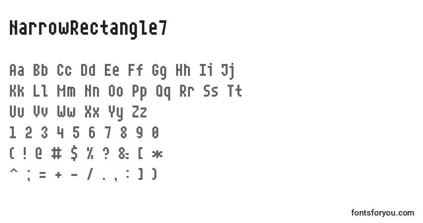 Schriftart NarrowRectangle7 – Alphabet, Zahlen, spezielle Symbole