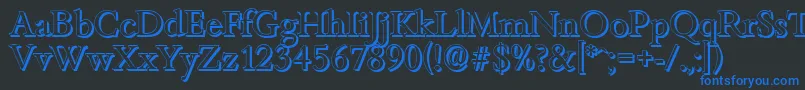 フォントBambergshadowRegular – 黒い背景に青い文字