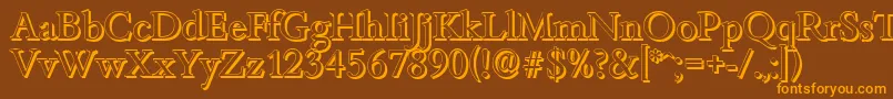 フォントBambergshadowRegular – オレンジ色の文字が茶色の背景にあります。