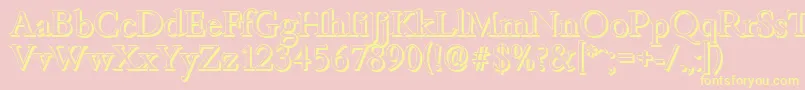 BambergshadowRegular-fontti – keltaiset fontit vaaleanpunaisella taustalla