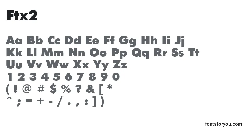 Schriftart Ftx2 – Alphabet, Zahlen, spezielle Symbole
