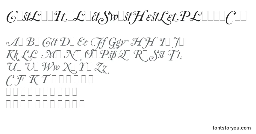 A fonte CaslonItalicSwashesLetPlain.1.0 – alfabeto, números, caracteres especiais