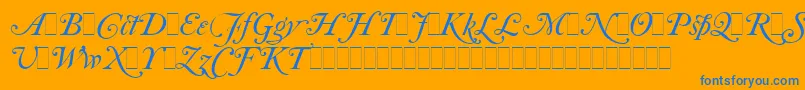 CaslonItalicSwashesLetPlain.1.0-fontti – siniset fontit oranssilla taustalla