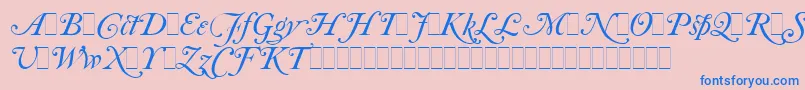 Fonte CaslonItalicSwashesLetPlain.1.0 – fontes azuis em um fundo rosa