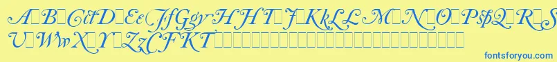 フォントCaslonItalicSwashesLetPlain.1.0 – 青い文字が黄色の背景にあります。