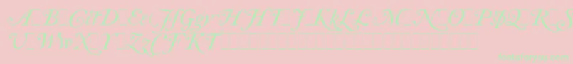 Fonte CaslonItalicSwashesLetPlain.1.0 – fontes verdes em um fundo rosa
