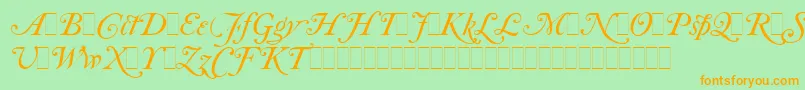 CaslonItalicSwashesLetPlain.1.0-fontti – oranssit fontit vihreällä taustalla